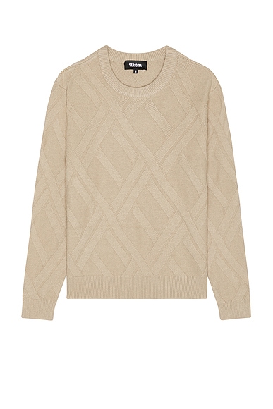 SER.O.YA Joseph Grid Cable Sweater in Tan
