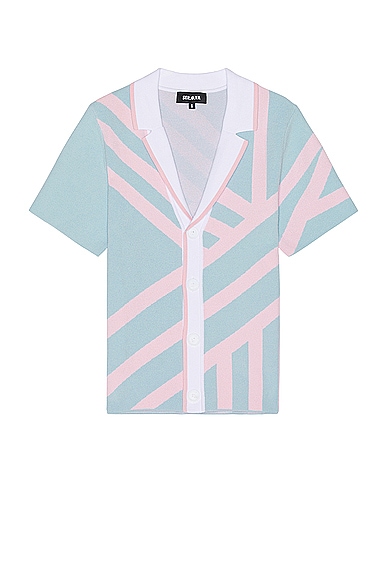SER.O.YA Lei Shirt in Jacquard Blue & Pink