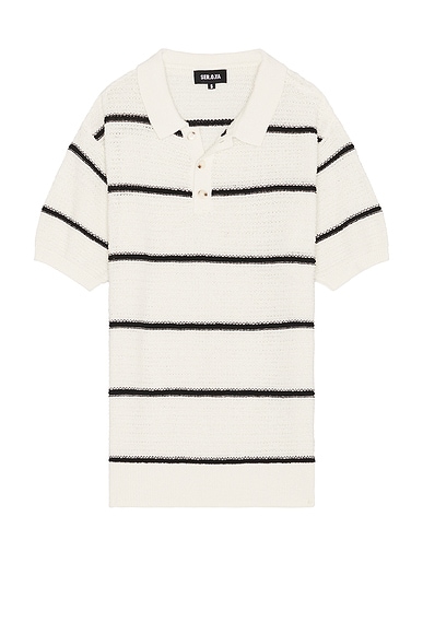 SER.O.YA Samuel Knit Polo Shirt in White & Black