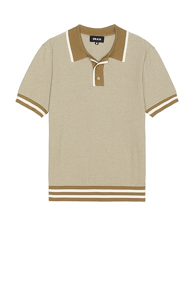 SEROYA Ethan Knit Polo in Khaki Green