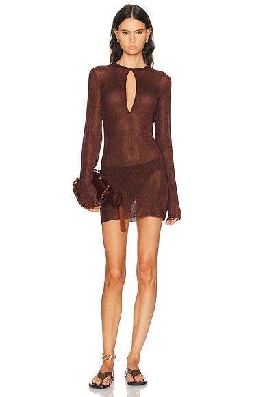 SEROYA Emeri Metallic Dress in Rust