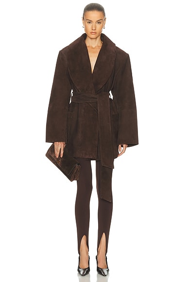 SEROYA Chandra Suede Jacket in Tobacco