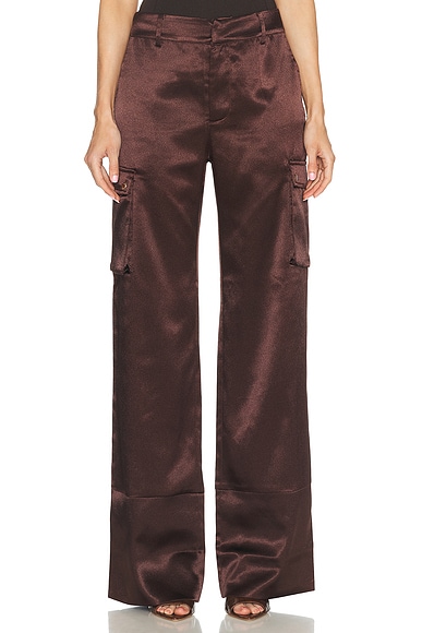 SER.O.YA Galia Satin Cargo Pant in Coconut