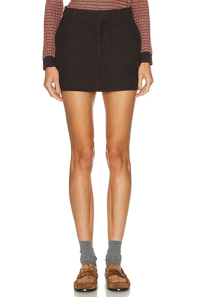 SEROYA Torrance Suede Skirt in Tobacco