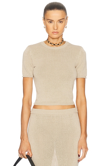 SER.O.YA Clare Knit Baby Tee in Stone