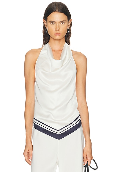 SEROYA Nicola Top in Navy Tile Print