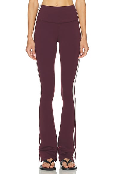 Splits59 Raquel High Waist Supplex Flare 32 Legging in Dark Cherry & Creme