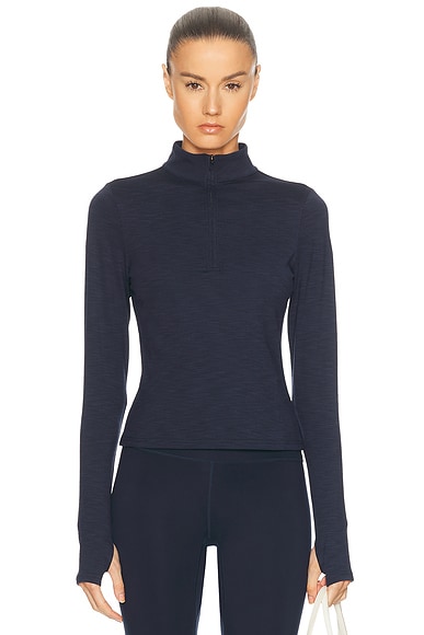 Stevie Active Rib Half Zip Waist Length Top