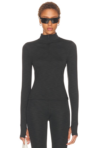 Stevie Active Rib Half Zip Waist Length Top