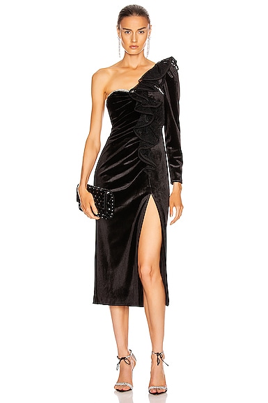 Self portrait one new arrivals shoulder velvet midi dress