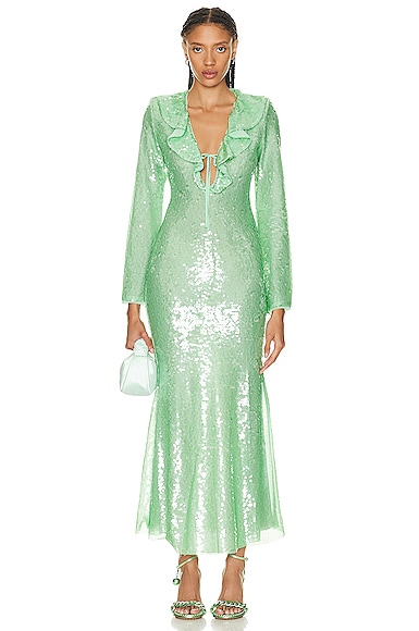 green embellished dress Green Rhinestone Maxi Dress – self-portrait-US main image 1