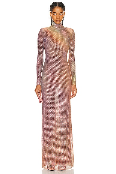 Printed Rhinestone Maxi Dress