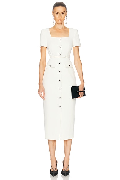 Crepe Button Midi Dress