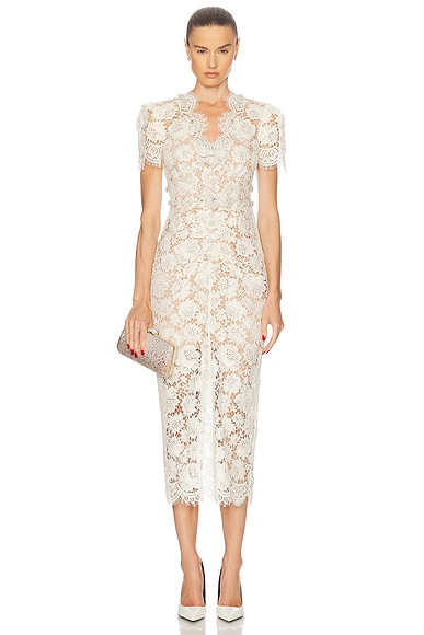 Fine Lace Pearl Midi Dress