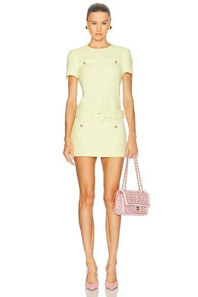 Boucle Mini Dress in Yellow