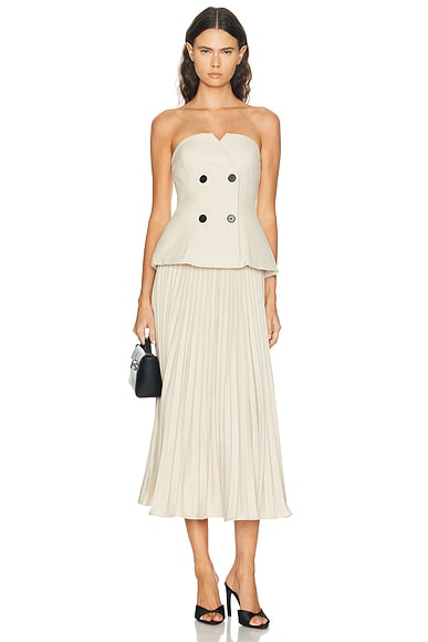 Bandeau Pleated Midi Dress