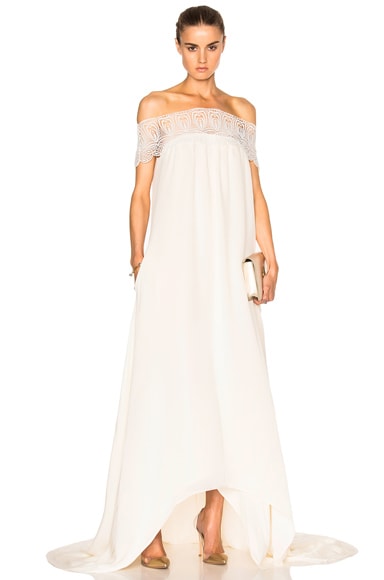 Lace Detail Off Shoulder Wedding Dress