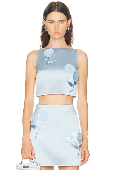 Satin 3d Sequin Flower Top