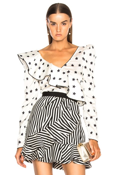 Printed Star Frilled Top