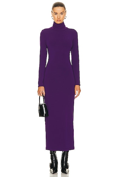 Long Sleeve Turtleneck Maxi Dress in Purple