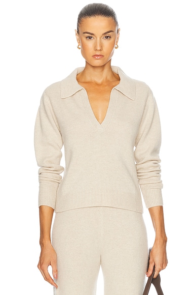SPRWMN Henley Cashmere Sweater in Oyster
