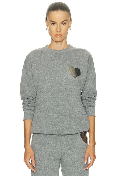 SPRWMN Heart Logo Sweatshirt in Dark Heather Grey