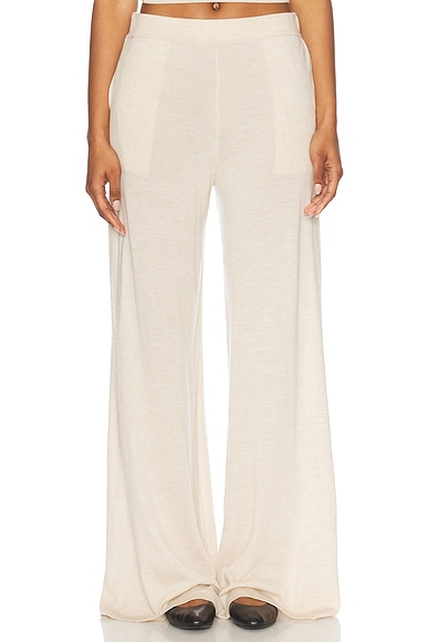 SPRWMN Cashmere Wide Leg Pant in Latte