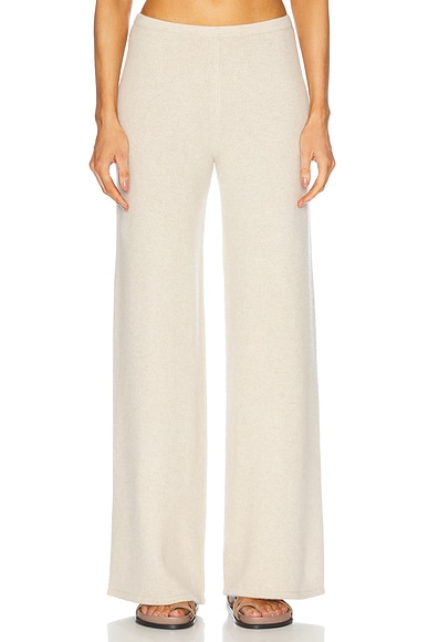 SPRWMN Wide Leg Pull On Cashmere Pant in Oyster