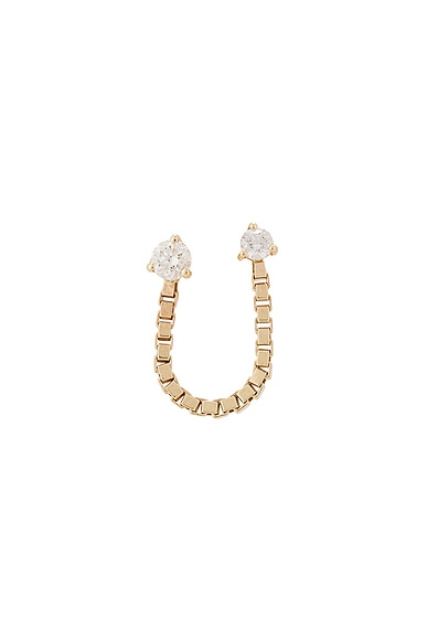 Diamond Block Chain Double Stud Earring