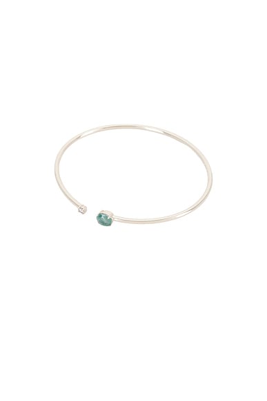 STONE AND STRAND Emerald Luxe Open Bangle Bracelet in 14k Yellow Gold & Emerald