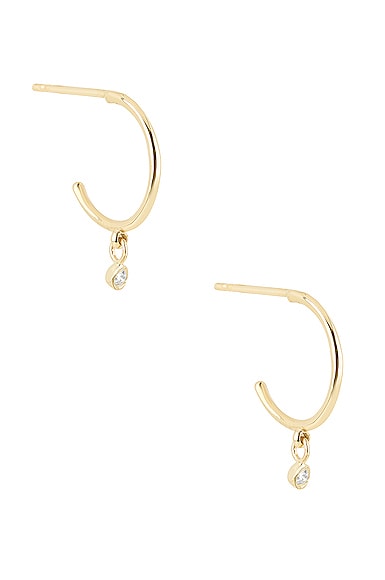 Teeny Hanging Diamond Huggie Earrings