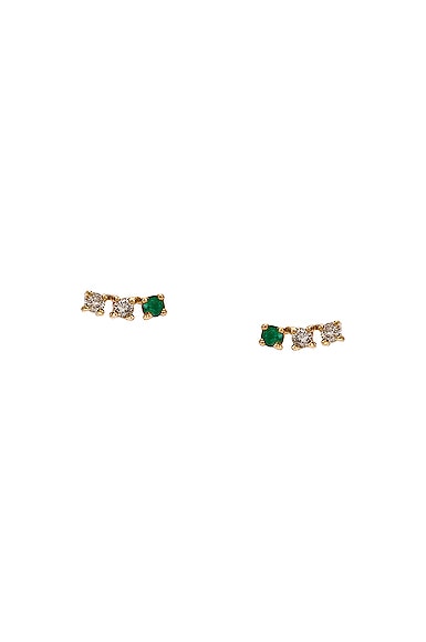 Floating Emerald Curve Stud Earrings