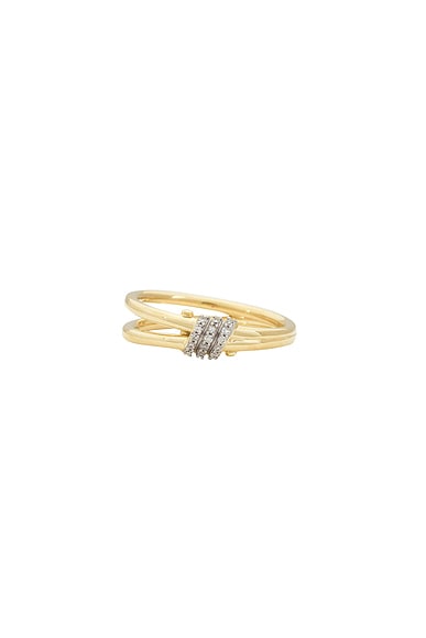 STONE AND STRAND Twinkling Twine Pave Duo Ring in 10k Yellow Gold