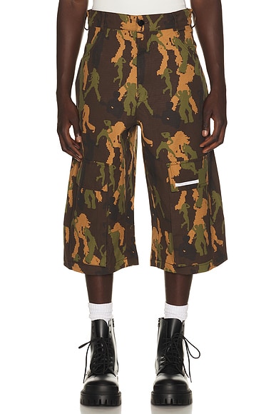 Camo Slashed Shorts