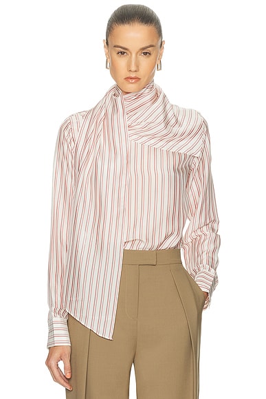 SRG Celeste Silk Top in Red & Maroon Stripe