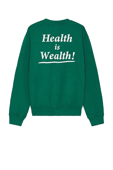 ★Sporty & Rich★ New Health Slogan Print Sweatshirt Forest Sporty & Rich Health Script Hoodie 'Forest' – Limited Edt