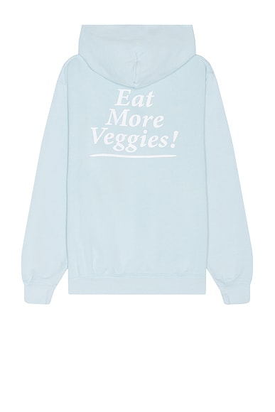 Sporty & Rich Eat More Veggies Hoodie in Baby Blue & White