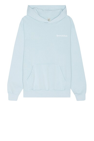 Shop Sporty And Rich Eat More Veggies Hoodie In Baby Blue & White