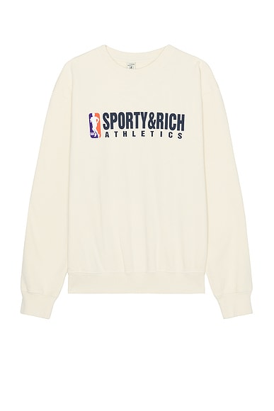 Sporty & Rich Team Logo Crewneck in Cream