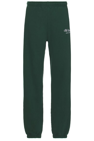 Sporty & Rich x Hotel Carlyle Script Embroidered Sweatpant in Forest