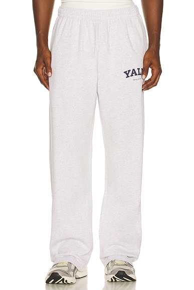 Sporty & Rich Yale Classic Wide Sweatpant in Heather Grey