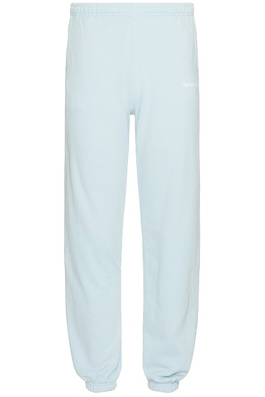 Sporty & Rich Serif Logo Sweatpants in Baby Blue & White