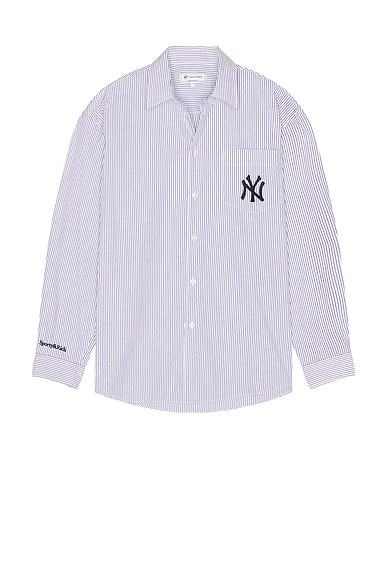 Sporty & Rich Yankees Serif Oversized Shirt in Navy Striped