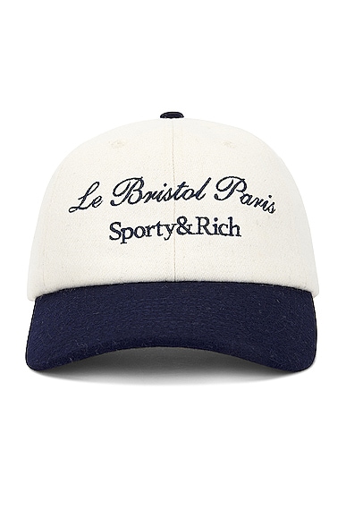 Sporty & Rich X Le Bristol Paris Faubourg Wool Hat in White Navy