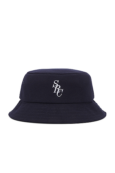 Sporty & Rich Pique Bucket Hat in Navy