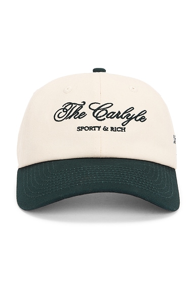 Sporty&Rich｜ (Carlyle Embroidered Hat - Almond/Navy (AC Carlyle Hat - Almond/Navy – Sporty & Rich