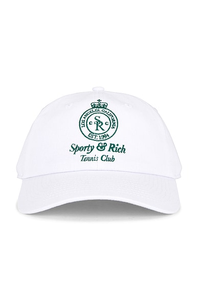 Sporty & Rich Crown Tennis Hat in White