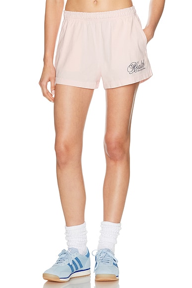 Sporty & Rich Health Script Disco Short in Pink Dolphin