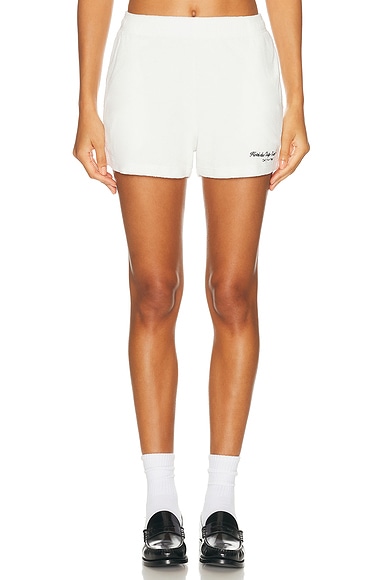 Sporty & Rich x Hotel Du Cap Eden Roc Eden Script Terry Short in White