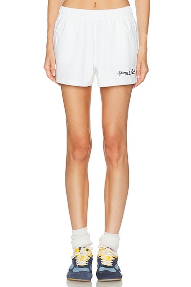 Sporty & Rich Syracuse Embroidered Disco Short in White